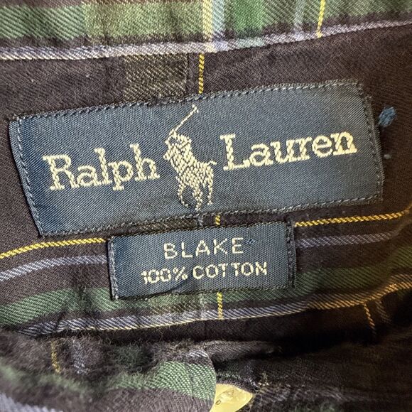 Polo Ralph Lauren Men’s Button Front Blake M Blue Plaid Green Horse - Picture 2 of 6